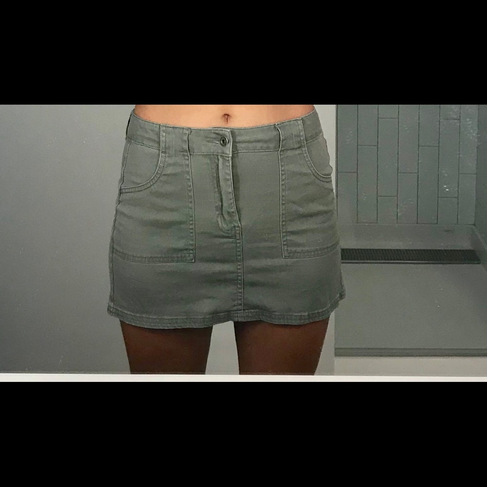Army green mini skirt